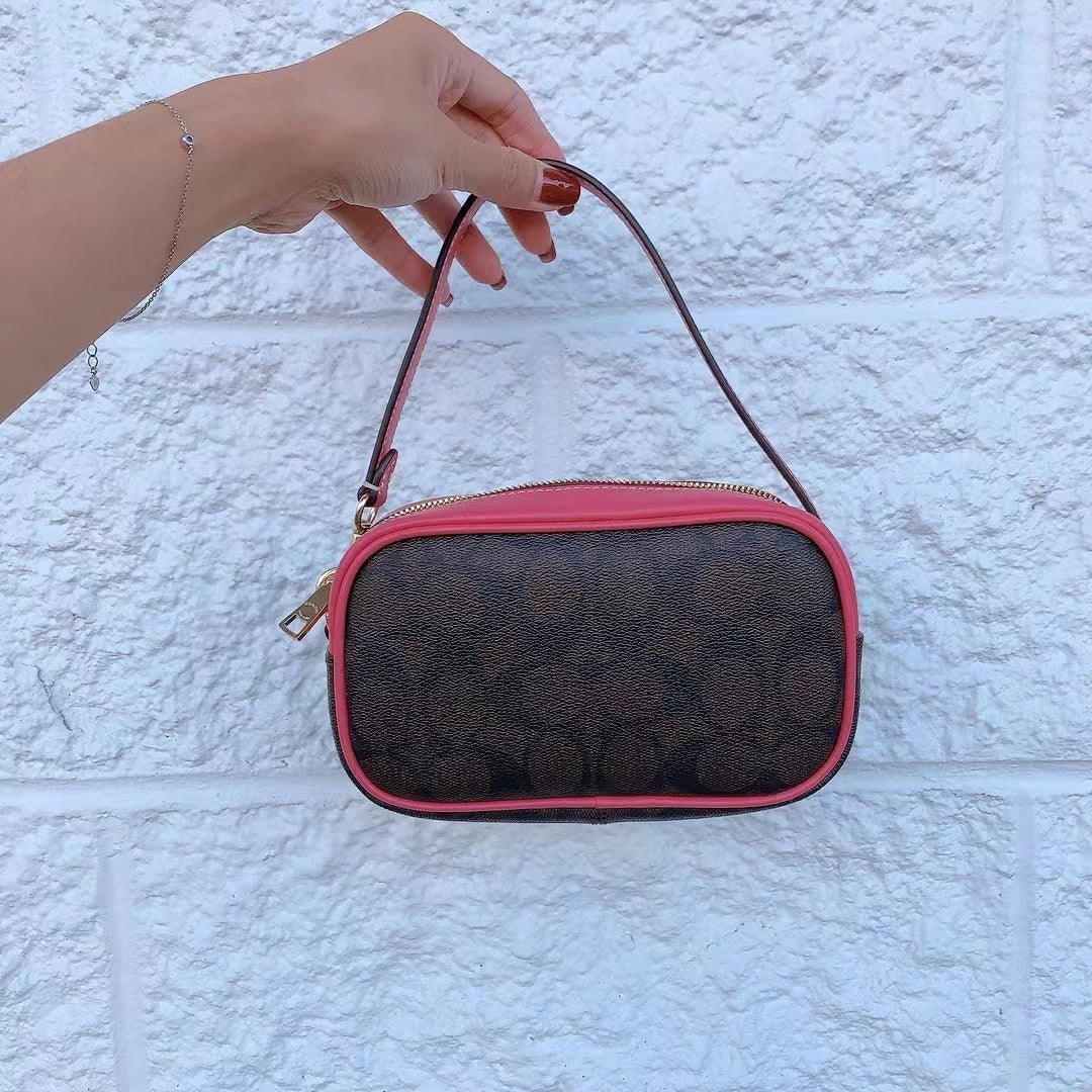 Coach CB851 Jamie Wristlet In Signature Canvas In IM/Brown/Watermelon Coach CB851 Jamie Wristlet In Signature Canvas In IM/Brown/Watermelon